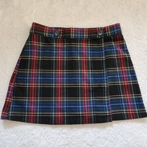 Forever 21 Plaid A-Line Mini Skirt Women's Size Small Black Red Blue